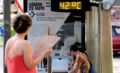 Un termómetro en Logroño, durante la ola de calor de julio del año pasado.