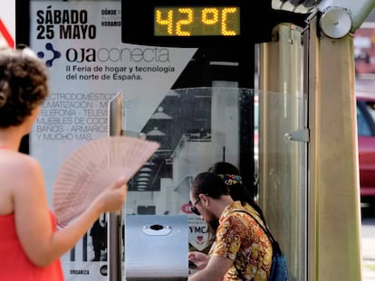 Un termómetro en Logroño, durante la ola de calor de julio del año pasado.