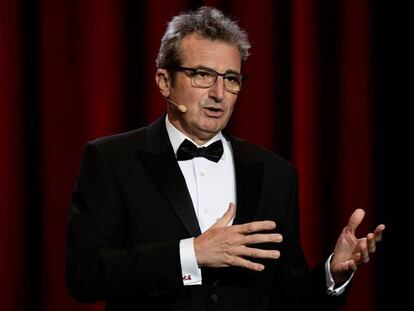 Mariano Barroso, presidente de la Academia de Cine, durante su discurso en la gala de los Goya del pasado febrero. 
