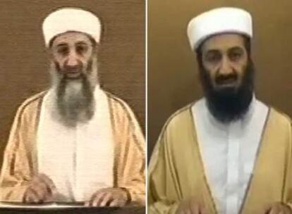 Dos vídeos de Bin Laden con tres años de diferencia (en 2004 y el pasado día 8), con un cambio notable: el color de su barba, que pasa de blanquecina a negra.
