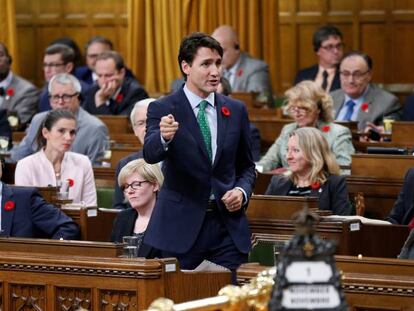 El primer ministro canadiense, Justin Trudeau, comparece en el Parlamento.