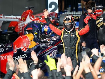 Raikkonen celebra su victoria.