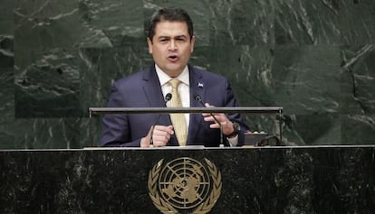 El presidente de Honduras, Juan Orlando Hernández, en la ONU.