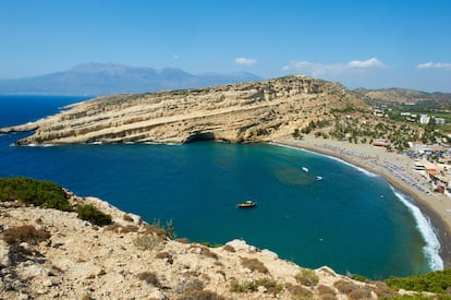 La playa de Matala en Creta.