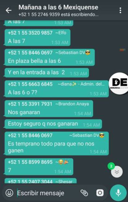 Captura de un chat de saqueadores en Whatsapp.
