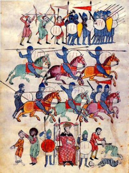 Medieval knights depicted in the work Beato de las Huelgas.