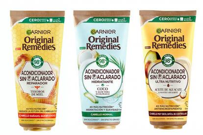 El acondicionador sin aclarado de Original Remedies de Garnier está creado a partir de ingredientes naturales que no requieren aclarado.