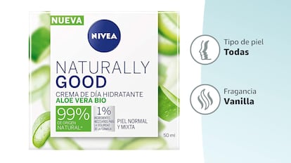 Naturally Good, de la firma Nivea, se puede aplicar en cara, cuello y escote.