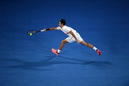 Roger Federer durante el patido ante Martin Cilic, el 28 de enero de 2018.