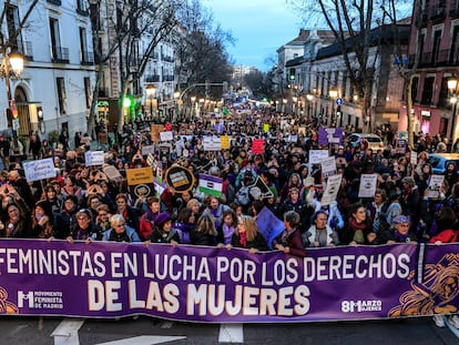 Manifestación en Madrid en el Día de la Mujer Trabajadora, el 8 de marzo de 2023.
