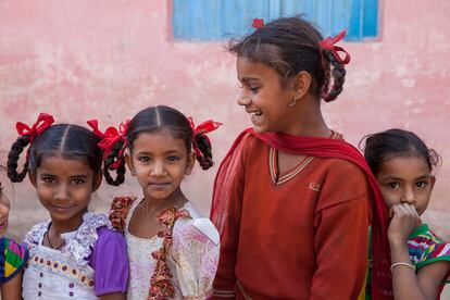 Algunas de las niñas del proyecto ‘Educate Girls’ de India.