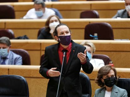 El vicepresidente segundo del Gobierno, Pablo Iglesias, en el Senado.