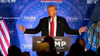 El expresidente Donald Trump en Portsmouth, New Hampshire, el 17 de enero.