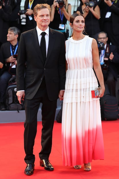 Colin Firth y su mujer Livia en el preestreno de Nocturnal Animals.