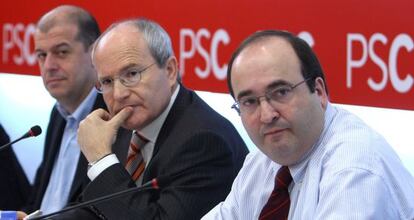 José Zaragoza, José Montilla y Miquel Iceta en una ejecutiva del PSC de 2007.