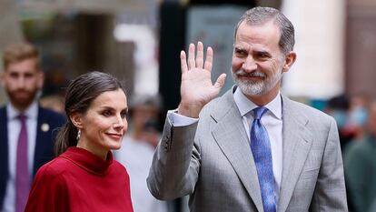 La reina Letizia y Felipe VI, este martes en Mallorca.