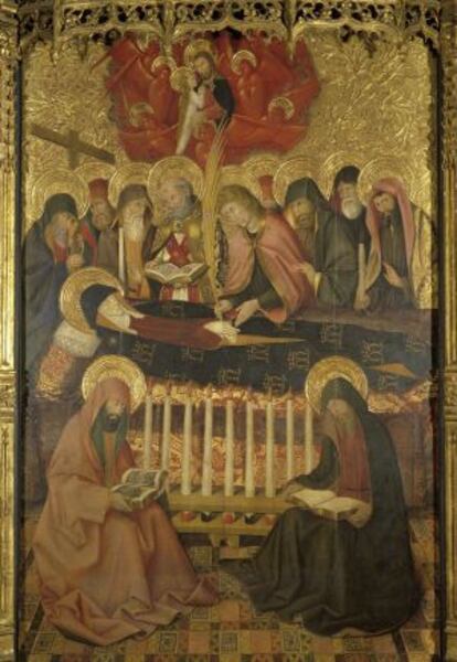 'La Dormición' de Pere García de Benabarre conservada en el MNAC que era la tabla principal del retablo de Peralta de la Sal, según los investigadores.