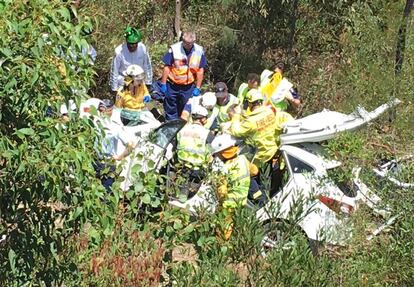 El coche accidentado en el que viajaba Samuel Lethbridge.