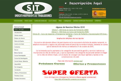 Página web del Sindicato Independiente de Trabajadores.