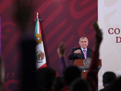 Adán Augusto López, secretario de Gobernación, suplió al presidente López Obrador en la conferencia de prensa matutina de este jueves.