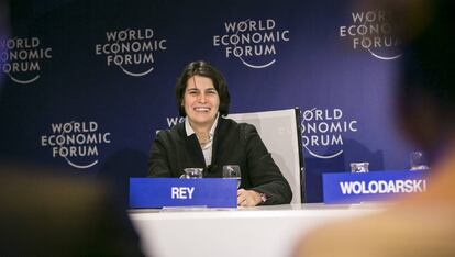 Hélène Rey, profesora la London School of Economics, en su intervención en uno de los debates del Foro Internacional de Davos. 