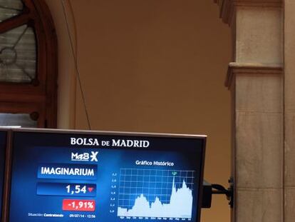 Panel informativo de la Bolsa de Madrid