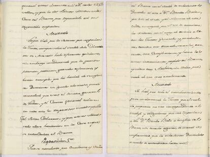 Acta de la primera junta de accionistas, del 20 de diciembre de 1782, en la que se encomendó al secretario, Benito Britz, el cuidado del Archivo del Banco de San Carlos.