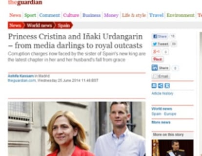 Una captura de la noticia en 'The Guardian'.