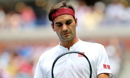 Federer, durante el partido de la segunda ronda contra Paire en Nueva York.