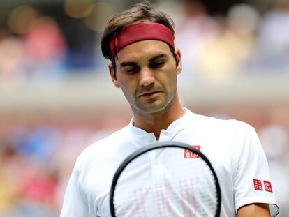 Federer, durante el partido de la segunda ronda contra Paire en Nueva York.