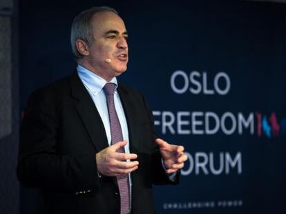 El opositor ruso Gary Kasparov, este lunes en Oslo.
