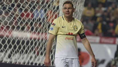 Pablo Aguilar, el defensa del Am&eacute;rica, durante el partido en el que violent&oacute; a a un &aacute;rbitro