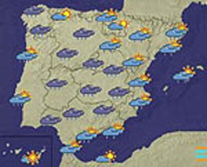 Mapa del tiempo previsto para hoy en España.