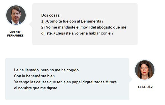 Los chats de Leire Díez con miembros de la presunta trama para influir en la jefatura de la Guardia Civil