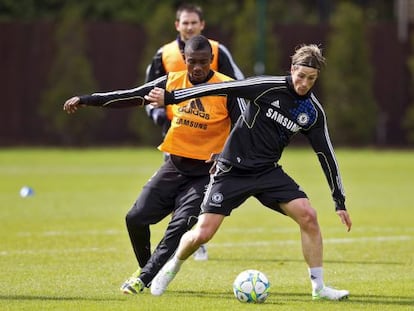 Fernando Torres, en un entrenamiento con el Chelsea.