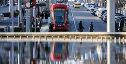 Metro Ligero a su paso por Boadilla del Monte el pasado viernes.