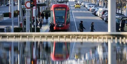 Metro Ligero a su paso por Boadilla del Monte el pasado viernes. 