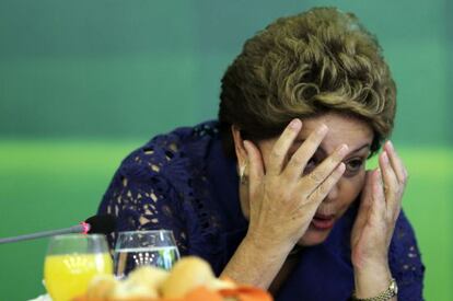 Dilma Rousseff en un desayuno hoy con periodistas.