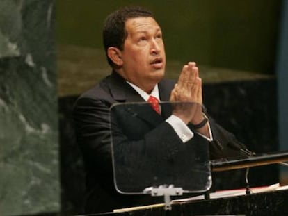 Hugo Chávez en la Asamblea General de la ONU en 2006.