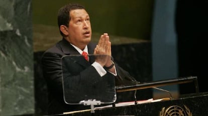 Hugo Chávez en la Asamblea General de la ONU en 2006.