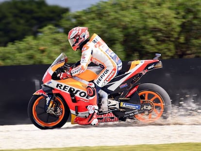 Marc Márquez se salió de la pista en los libres de este viernes.