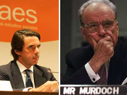 José María Aznar (a la izquierda) y Rupert Murdoch.