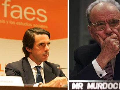 José María Aznar (a la izquierda) y Rupert Murdoch.