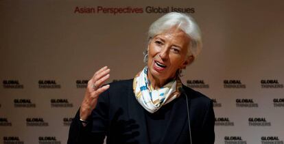 La directora general del FMI, Christine Lagarde, en Hong Kong.