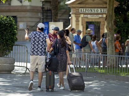 Tourists in Seville.