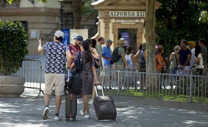 Tourists in Seville.