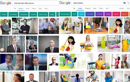Buscador de Google al escribir "director ejecutivo" y "limpiador del hogar".
