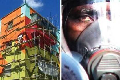 Imágenes de los vídeos 'Dammi i colori', de Anri Sala (izquierda); 'Garbage 2003'y de Pawel Wojtasic (derecha).
