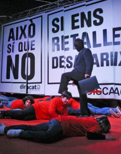 Protesta contra los recortes a las ayudas a los discapacitados.