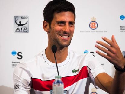 Novak Djokovic en la rueda de prensa de Barcelona.
